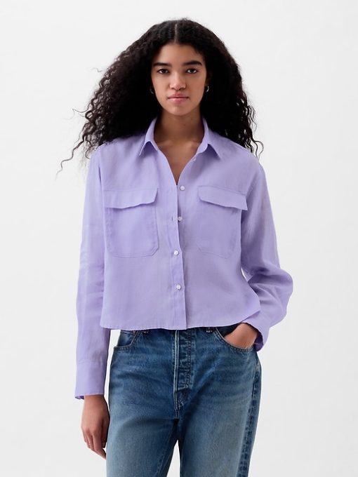 100% Linen Cropped Shirt