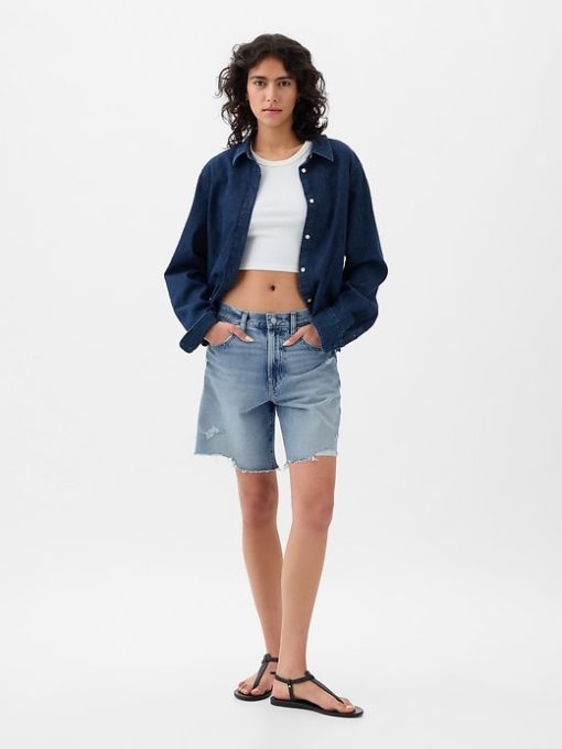 8″ Mid Rise ’90s Loose Denim Bermuda Shorts