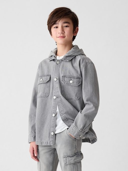 Kids Hooded Denim Jacket