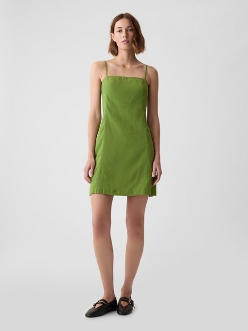Linen-Blend Mini Dress