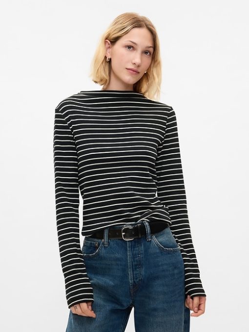 Modern Rib Funnel-Neck T-Shirt