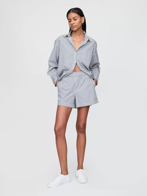 Organic Cotton Striped Poplin Shorts