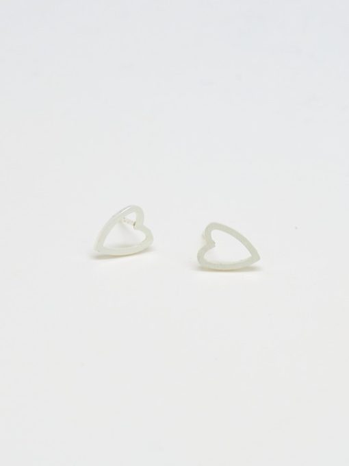 Silver Heart Outline Stud Earrings