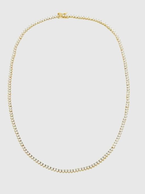 Thin Three Prong Tennis Necklace
